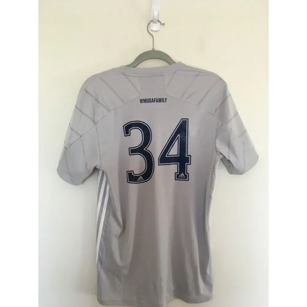 Adidas Mens Sz M West Mont United Gray AreoReady Short Sleeve Soccer Jersey
